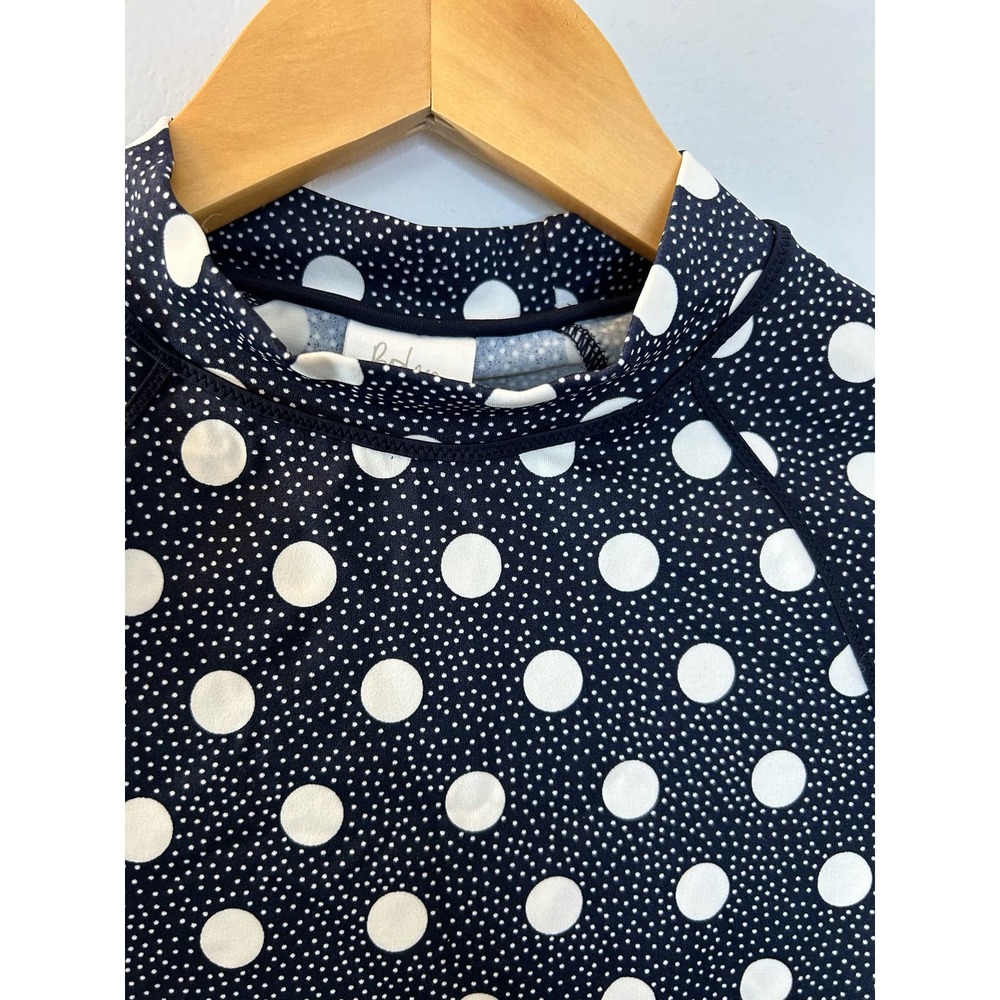Boden Navy & White Long Sleeve Polk a Dot Swim Top | Size 8 - Picture 2 of 11